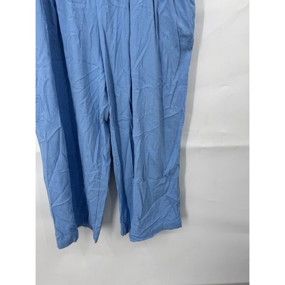 Free People Pleated Wide Leg Flowy Pants Women 8 Blue Preppy Feminine High Rise - Picture 6 of 8